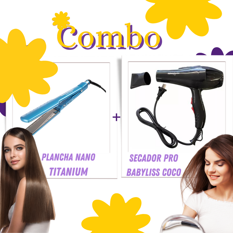 Plancha Nano Titanium + Secador Pro Babyliss Coco 💇‍♀️🌸